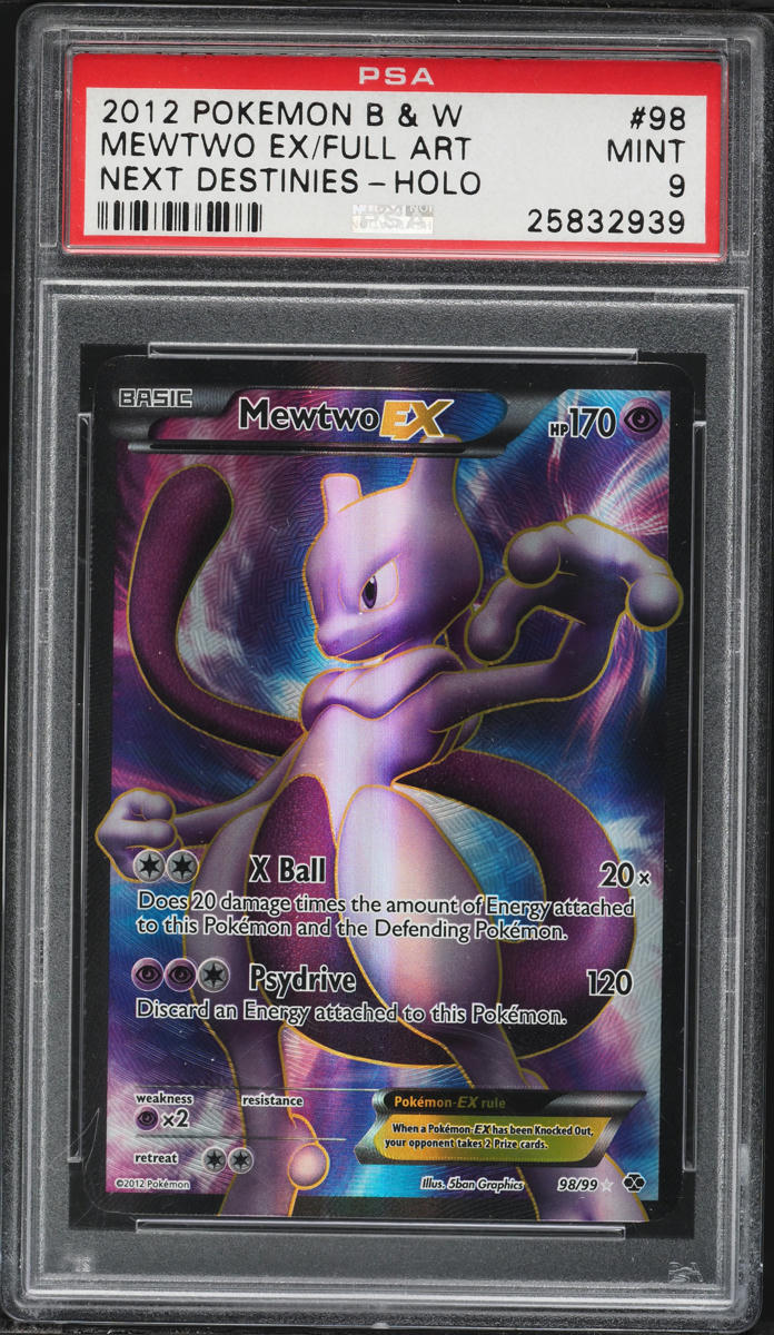 2012 Pokemon Black & White Next Destinies Full Art Mewtwo EX #98 PSA 9 MINT