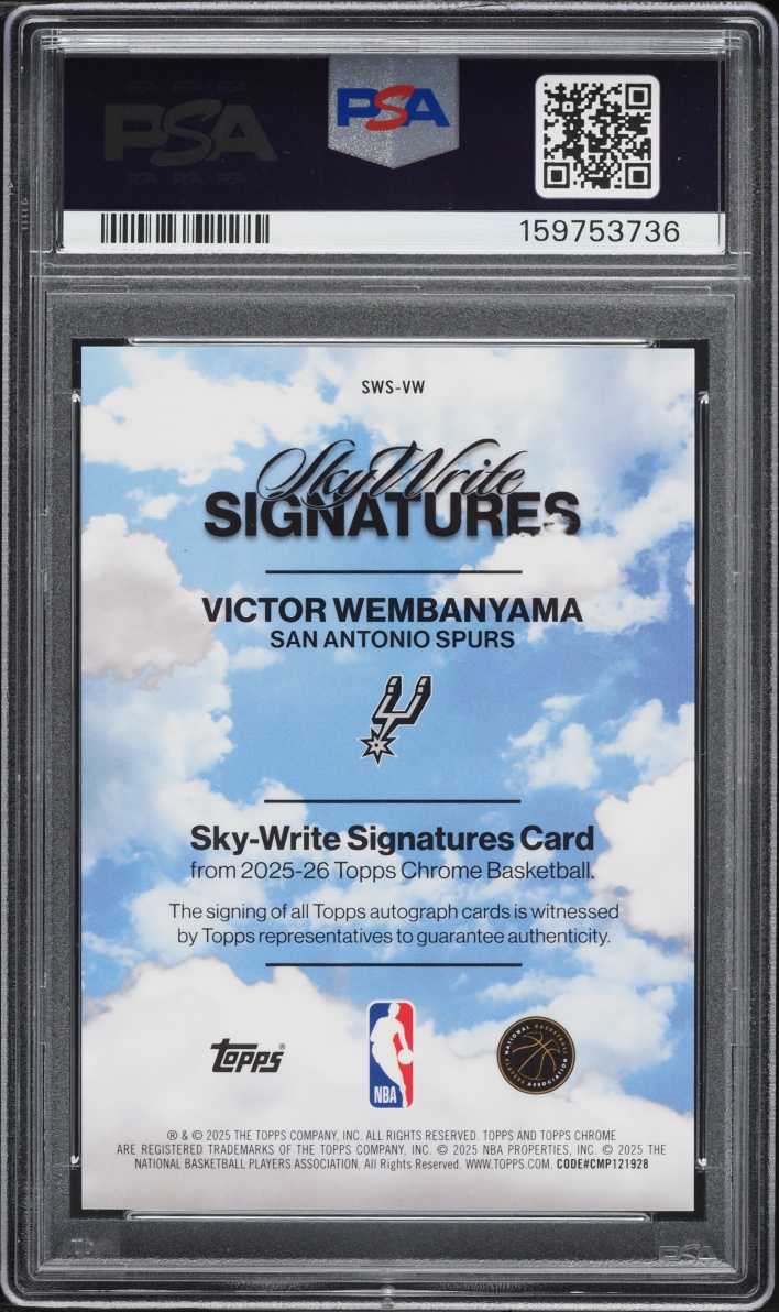 2025 Topps Chrome Sky Write Blue Refractor Victor Wembanyama AUTO /150 #SWS-VW PSA 10 GEM MINT