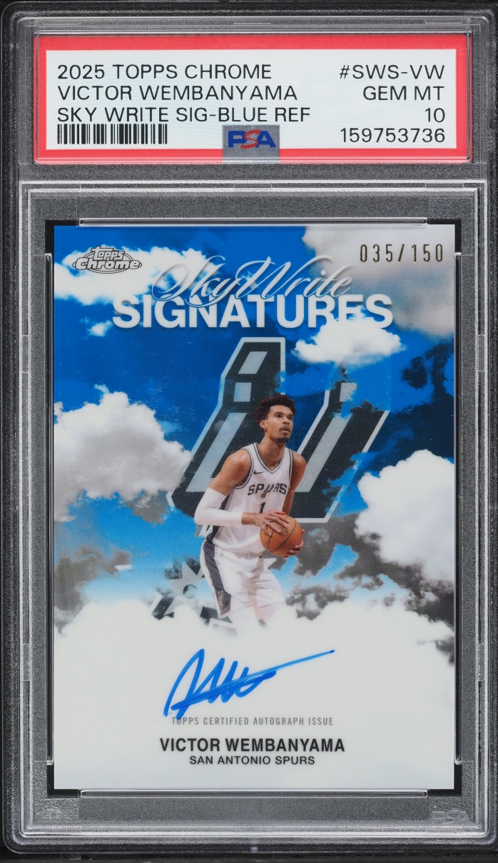 2025 Topps Chrome Sky Write Blue Refractor Victor Wembanyama AUTO /150 #SWS-VW PSA 10 GEM MINT