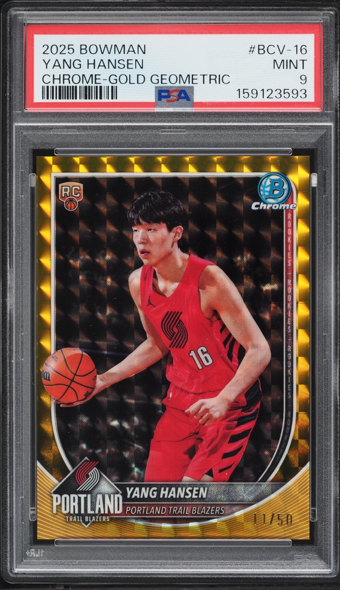 2025 Bowman Chrome Gold Geometric Yang Hansen ROOKIE /50 #BCV-16 PSA 9 MINT