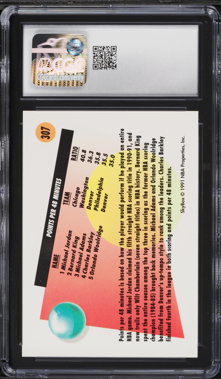 1991 Skybox Basketball Michael Jordan #307 CGC 7 NRMT