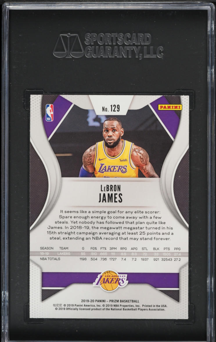 2019 Panini Prizm LeBron James #129 SGC 10 GEM MINT