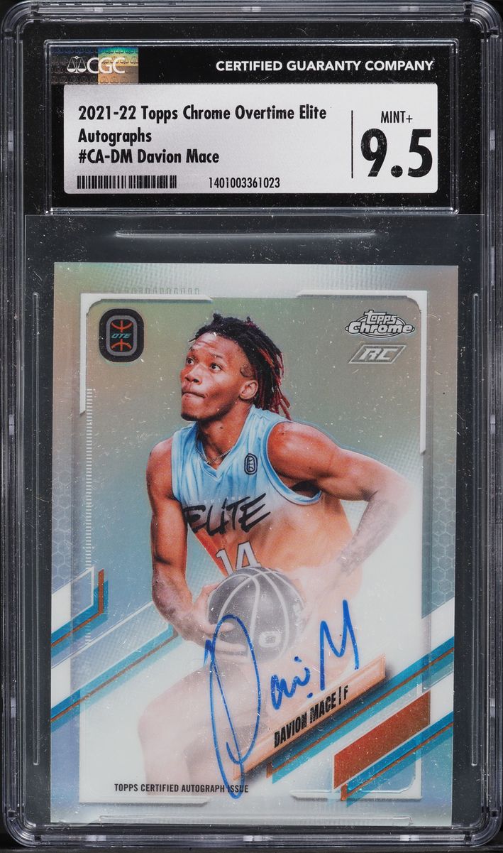 2021 Topps Chrome Overtime Elite Davion Mace ROOKIE AUTO #CA-DM CGC 9.5 MINT+ - Main Image