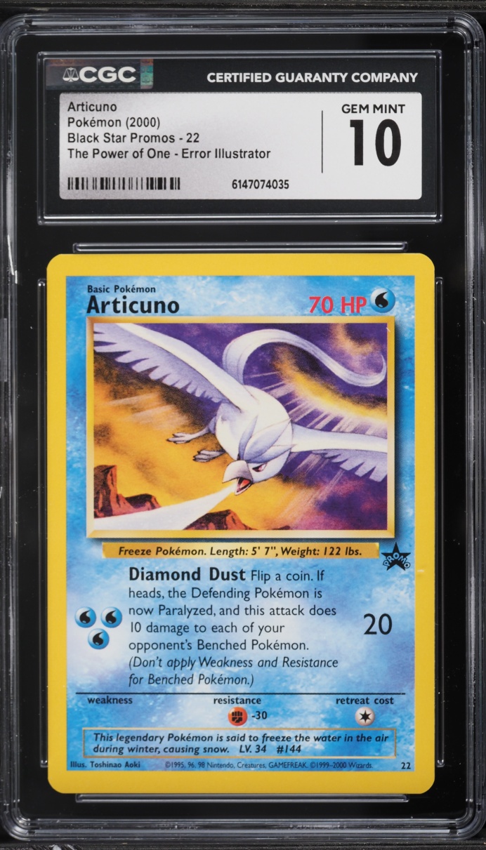 2000 Pokemon Black Star Promo Aoki Error Articuno #22 CGC 10 GEM MINT