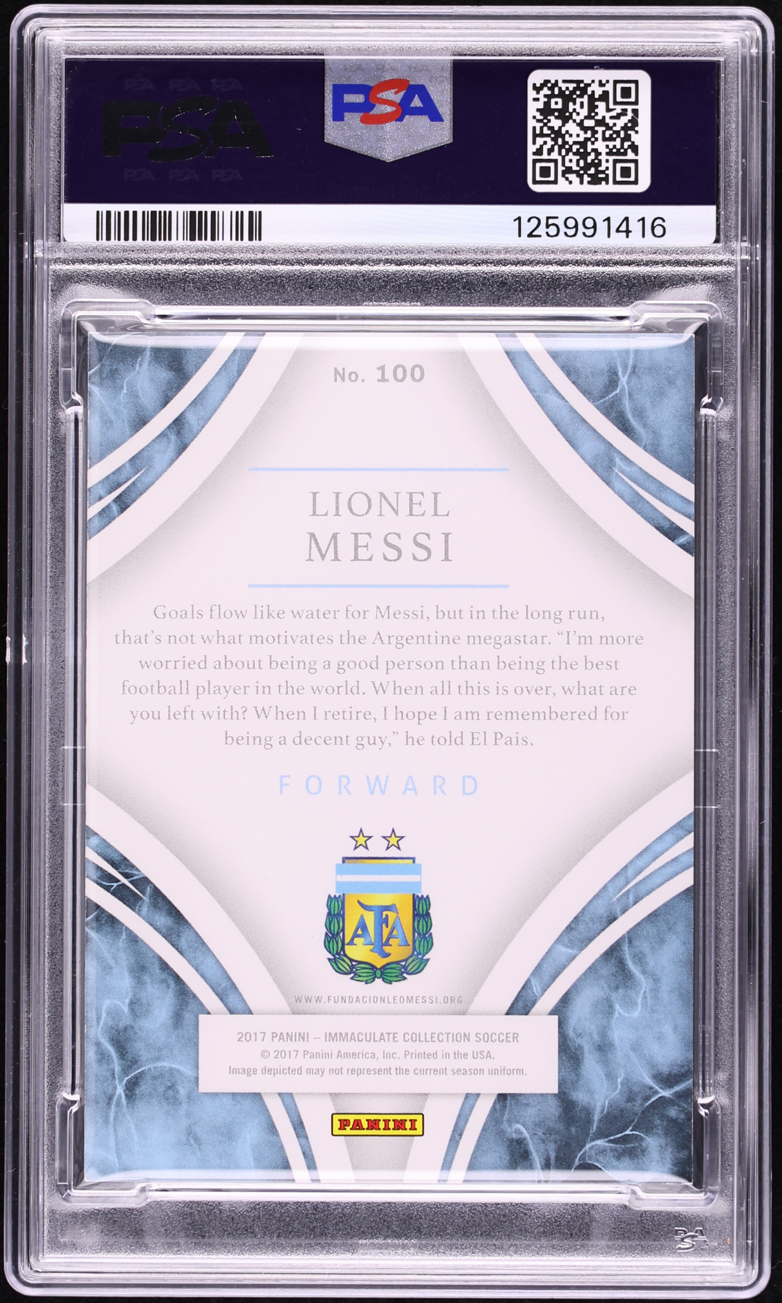 Carte Panini Revolution Football 2017 – Lionel Messi #16 Vortex, Non Gradée