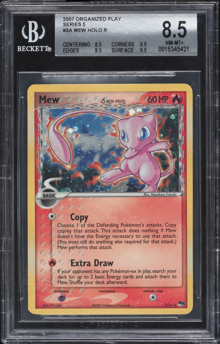 2007 Pokemon POP Series 5 Inverted Back Error Holo Mew #3 BGS 8.5 NM-MT+