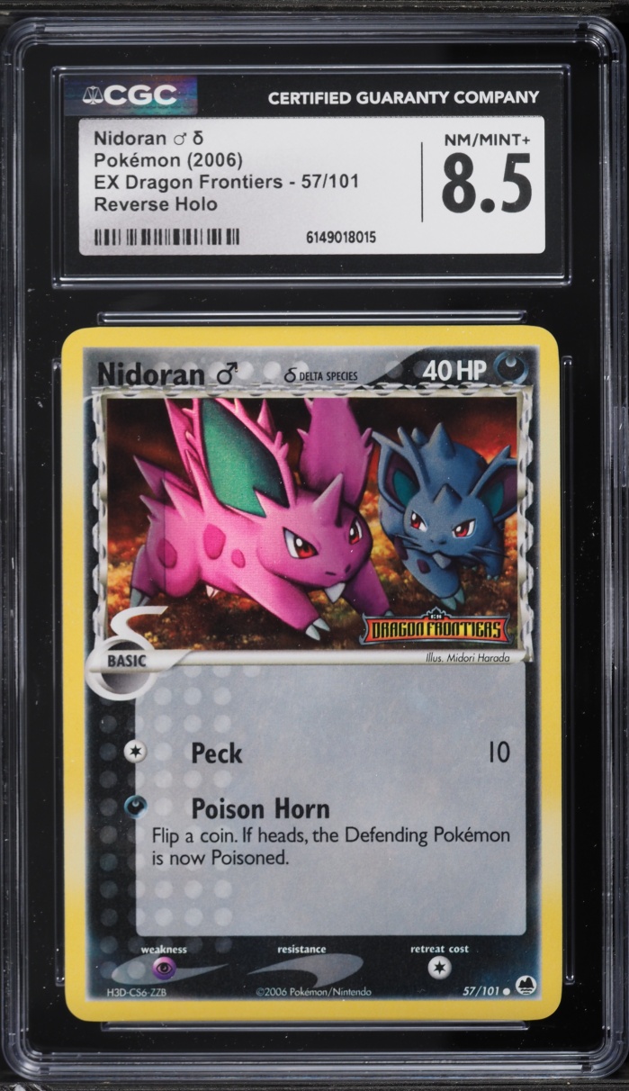 2006 Pokemon EX Dragon Frontiers Reverse Holo Nidoran #57 CGC 8.5 NM-MT+