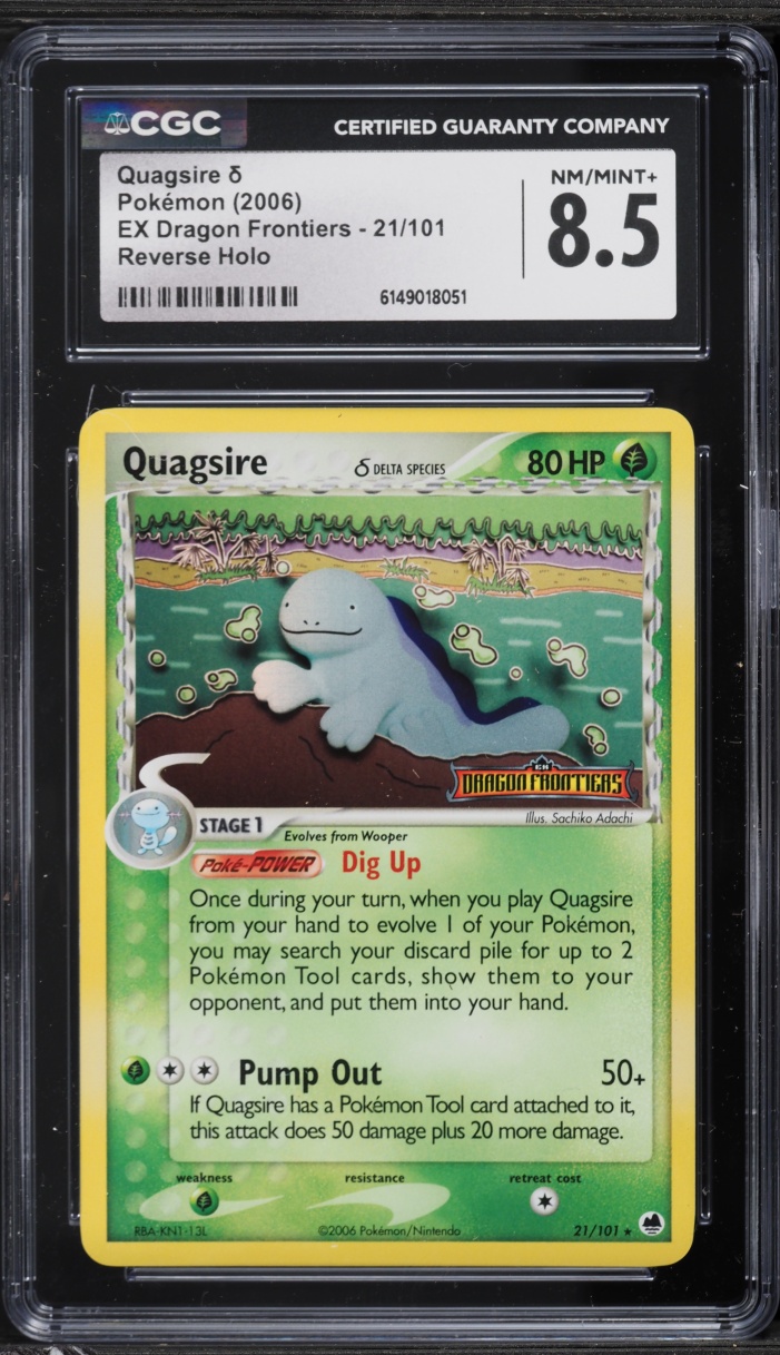 2006 Pokemon EX Dragon Frontiers Reverse Holo Quagsire #21 CGC 8.5 NM-MT+