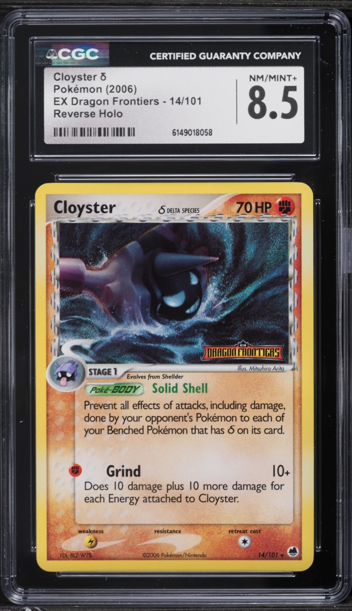 2006 Pokemon EX Dragon Frontiers Reverse Holo Cloyster #14 CGC 8.5 NM-MT+