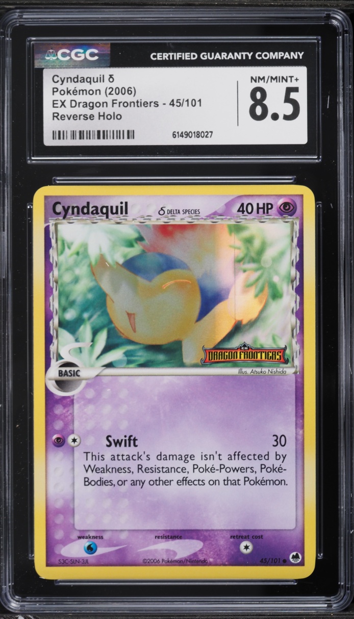 2006 Pokemon EX Dragon Frontiers Reverse Holo Cyndaquil #45 CGC 8.5 NM-MT+