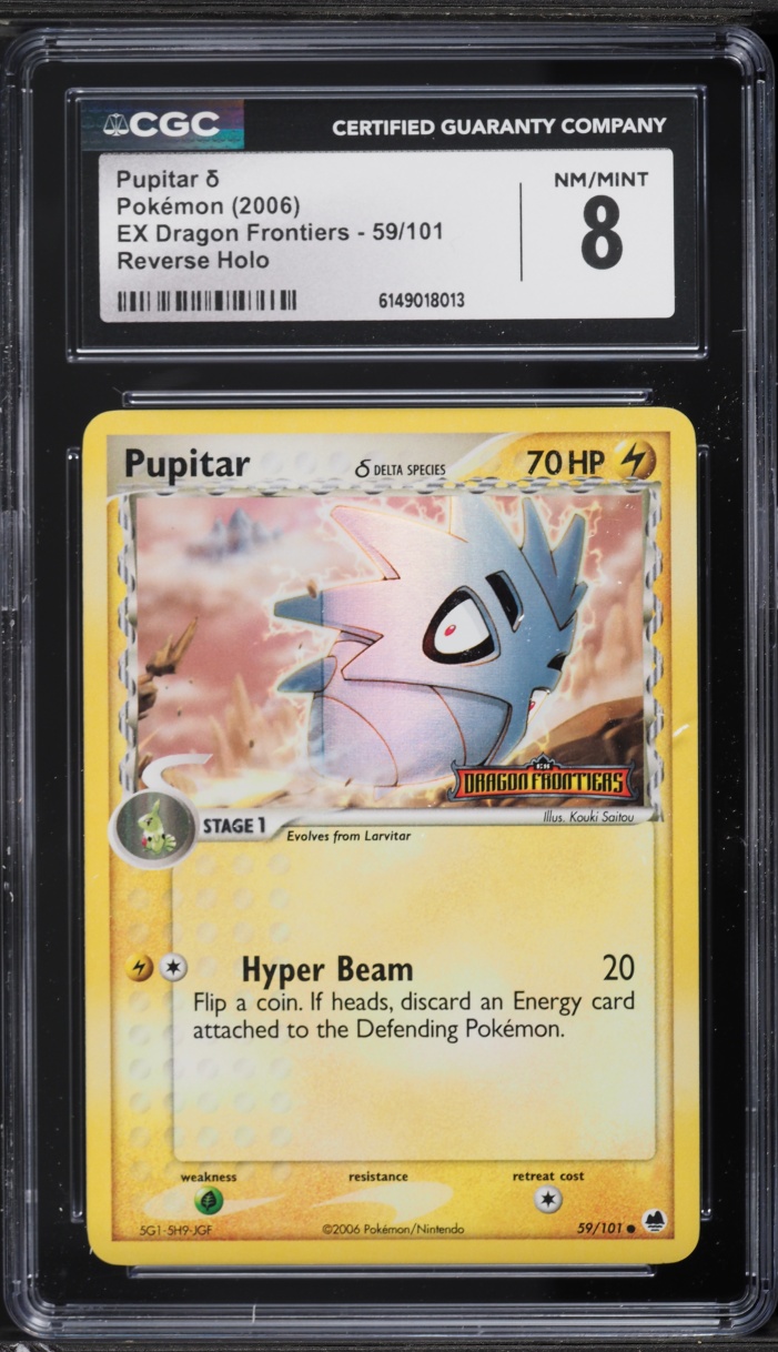 2006 Pokemon EX Dragon Frontiers Reverse Holo Pupitar #59 CGC 8 NM-MT