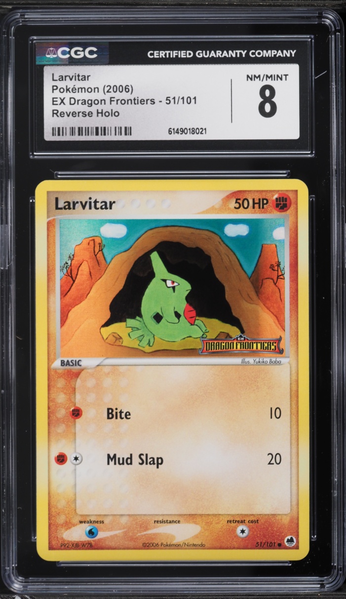 2006 Pokemon EX Dragon Frontiers Reverse Holo Larvitar #51 CGC 8 NM-MT
