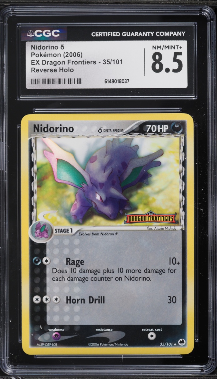 2006 Pokemon EX Dragon Frontiers Reverse Holo Nidorino #35 CGC 8.5 NM-MT+