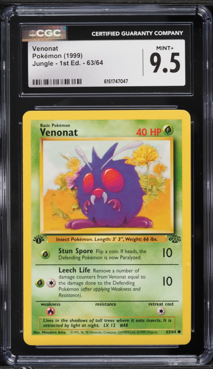 1999 Pokemon Jungle 1st Edition Venonat #63 CGC 9.5 MINT+