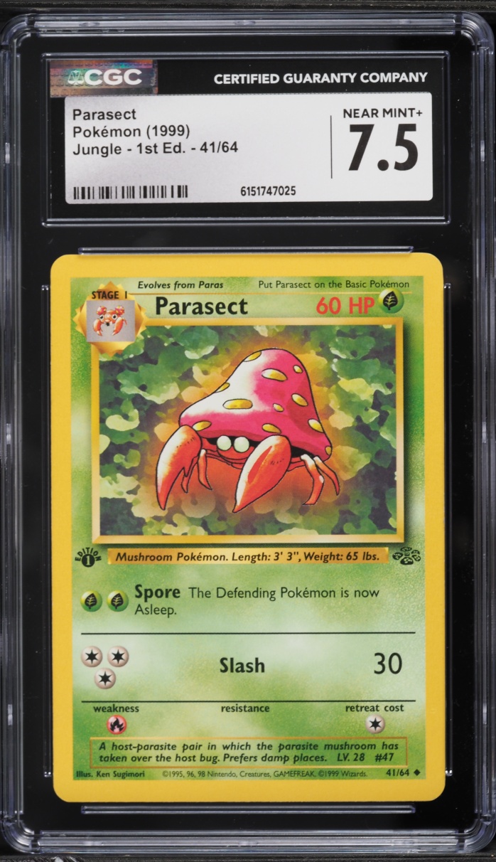 1999 Pokemon Jungle 1st Edition Parasect #41 CGC 7.5 NRMT+