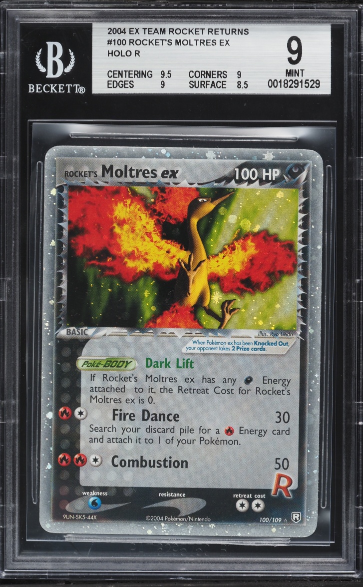2004 Pokemon EX Team Rocket Returns Holo Rocket's Moltres EX #100 BGS 9 MINT