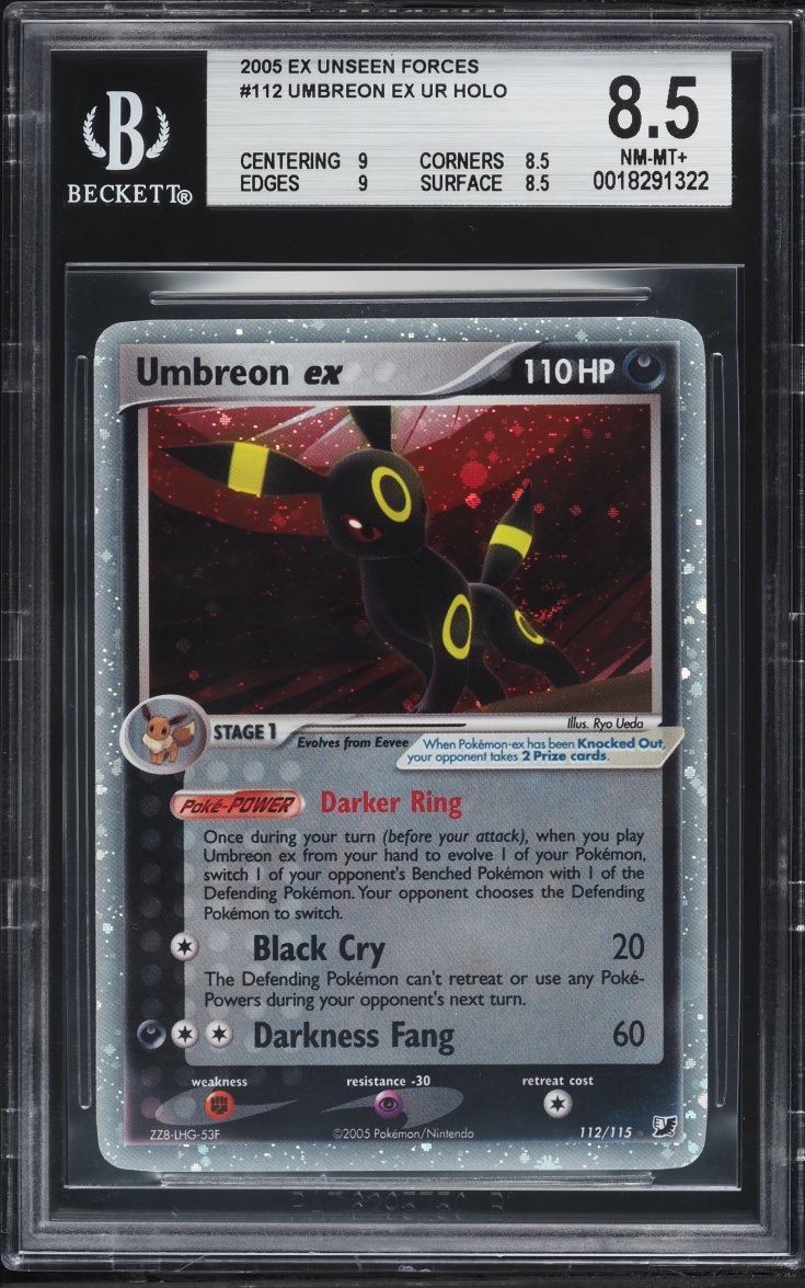 2005 Pokemon EX Unseen Forces Holo Umbreon Ex #112 BGS 8.5 NM-MT+