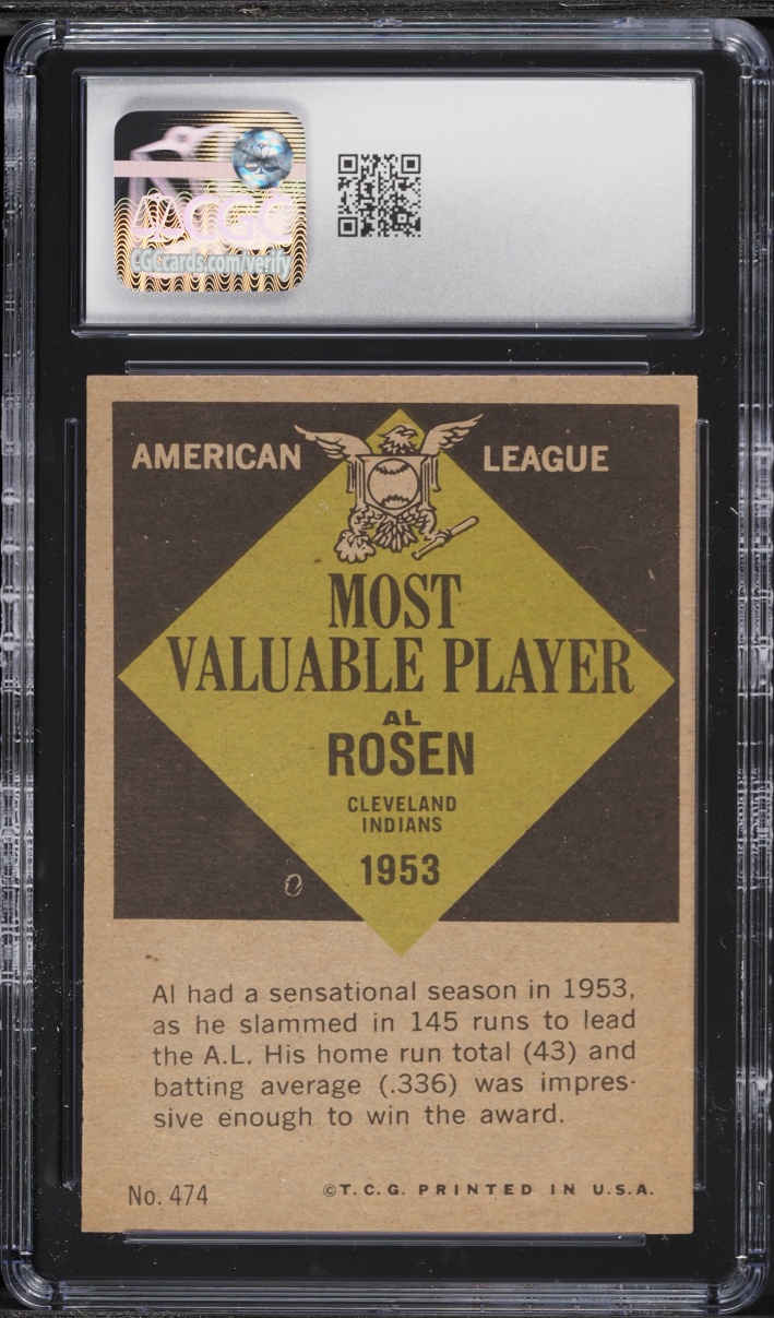 1961 Topps Al Rosen MVP #474 CGC 7.5 NRMT+