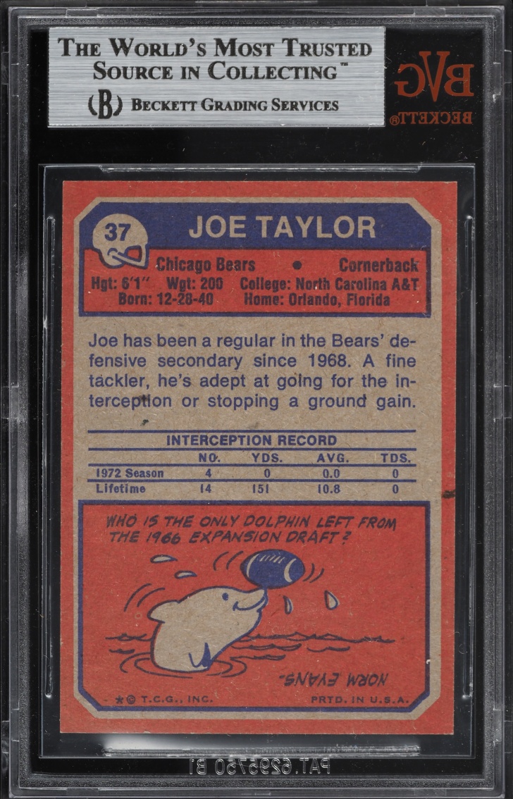1973 Topps Football Joe Taylor #37 BVG 8.5 NM-MT+