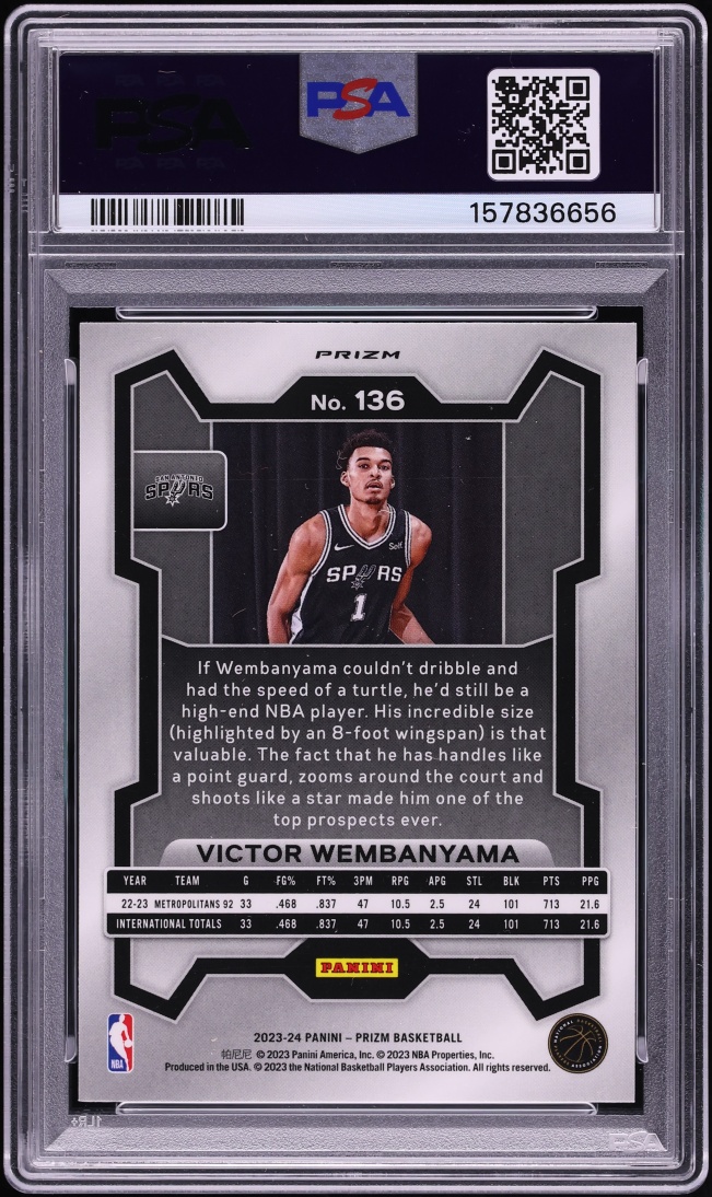 2023 Panini Prizm Ruby Wave Victor Wembanyama ROOKIE #136 PSA 10 GEM MINT