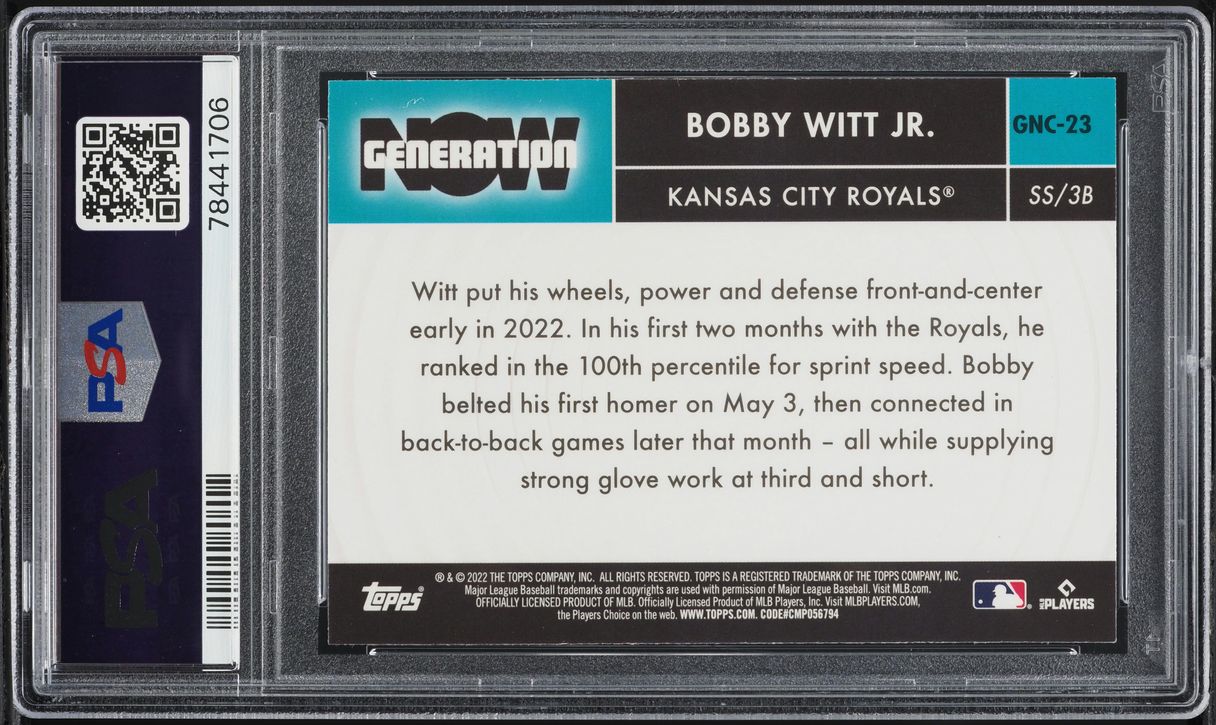 2022 Topps Chrome Update Generation Now Bobby Witt Jr. ROOKIE #GNC-23 PSA 9 MINT