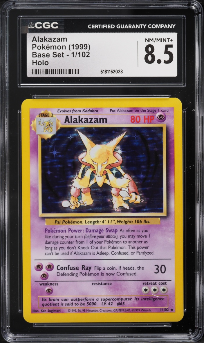 1999 Pokemon Base Set Holo Alakazam #1 CGC 8.5 NM-MT+
