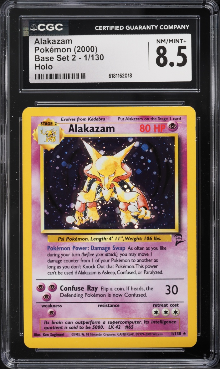 2000 Pokemon Base Set 2 Holo Alakazam #1 CGC 8.5 NM-MT+