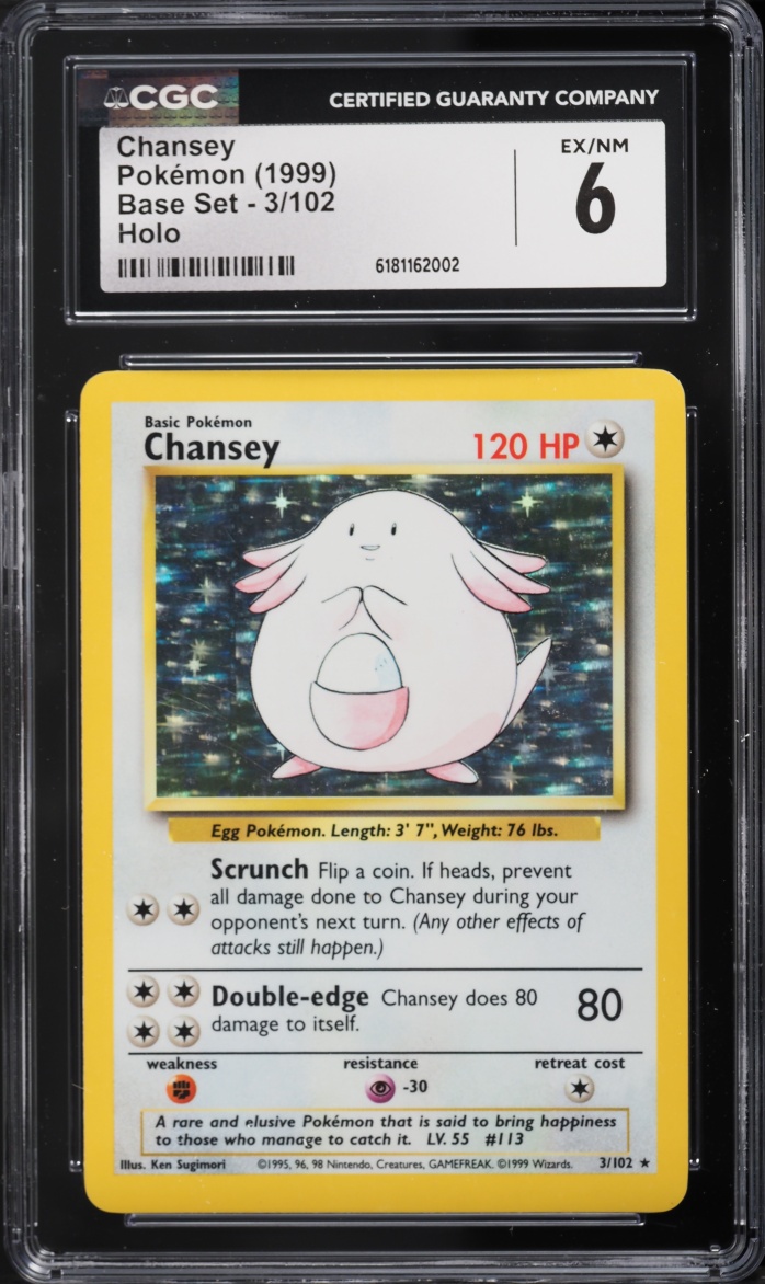 1999 Pokemon Base Set Holo Chansey #3 CGC 6 EXMT