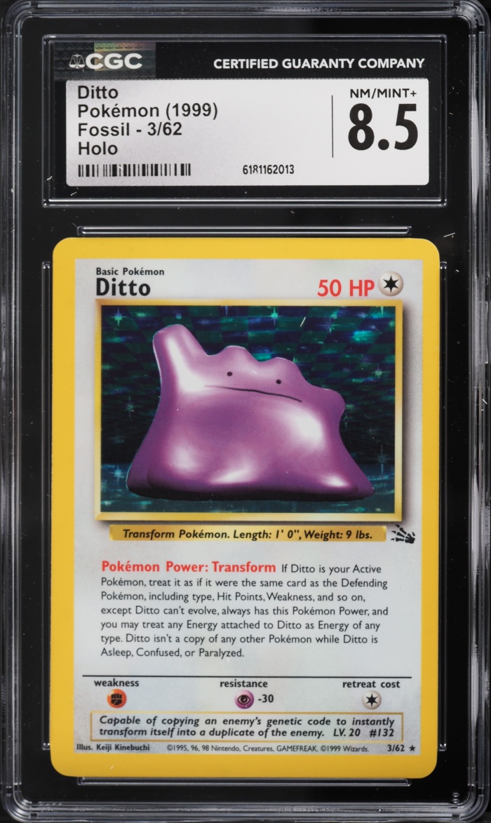 1999 Pokemon Fossil Holo Ditto #3 CGC 8.5 NM-MT+