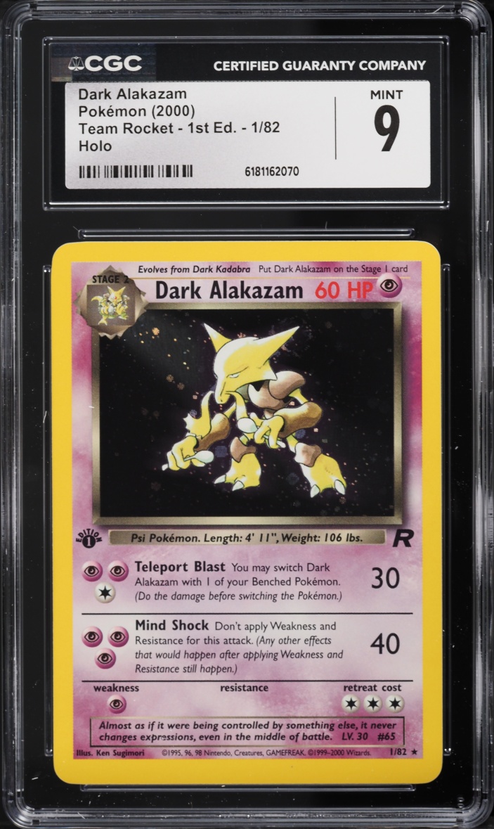 2000 Pokemon Team Rocket 1st Edition Holo Dark Alakazam #1 CGC 9 MINT