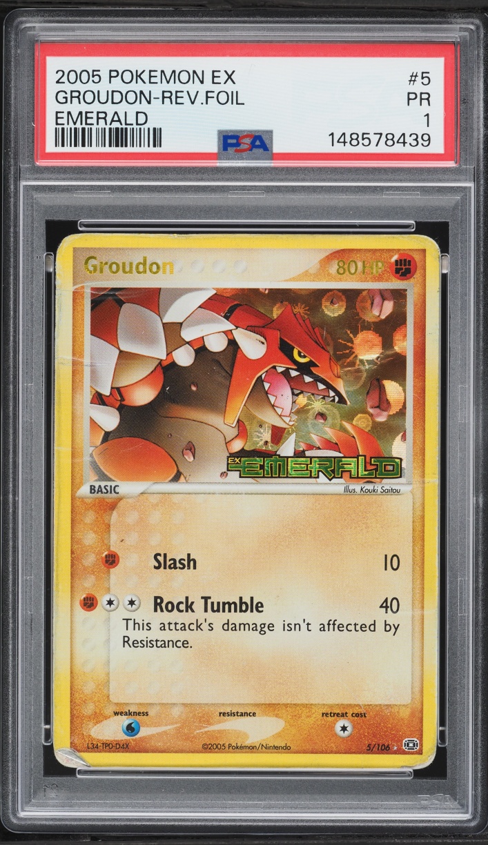 2005 Pokemon EX Emerald Reverse Holo Groudon #5 PSA 1 PR