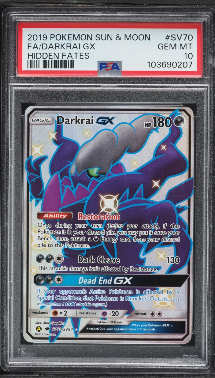 2019 Pokemon Sun & Moon Hidden Fates Full Art Darkrai GX #SV70 PSA 10 GEM MINT