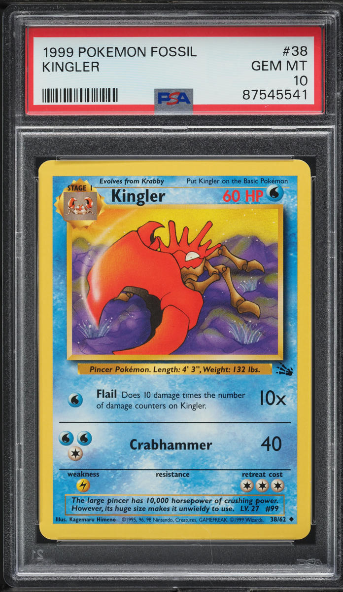 1999 Pokemon Fossil Kingler #38 PSA 10 GEM MINT