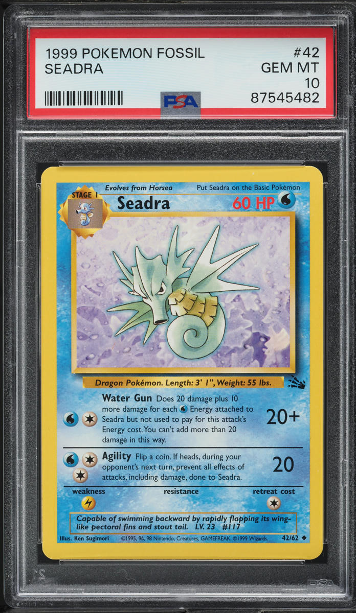 1999 Pokemon Fossil Seadra #42 PSA 10 GEM MINT
