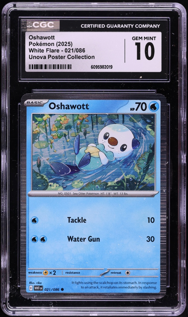 2025 Pokemon Scarlet & Violet White Flare Unova Poster Collection Oshawott #021 CGC 10 GEM MINT