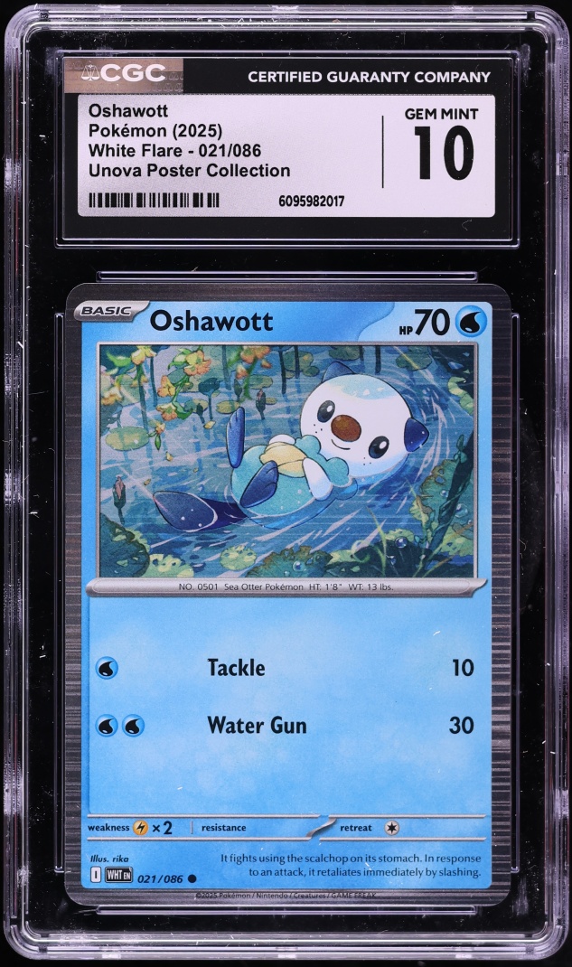 2025 Pokemon Scarlet & Violet White Flare Unova Poster Collection Oshawott #021 CGC 10 GEM MINT