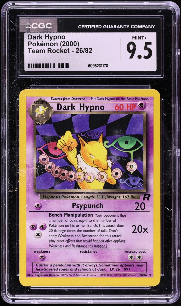 2000 Pokemon Team Rocket Dark Hypno #26 CGC 9.5 MINT+