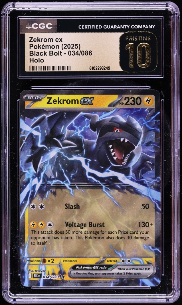 2025 Pokemon Scarlet & Violet Black Bolt Holo Zekrom ex #34 CGC 10 PRISTINE
