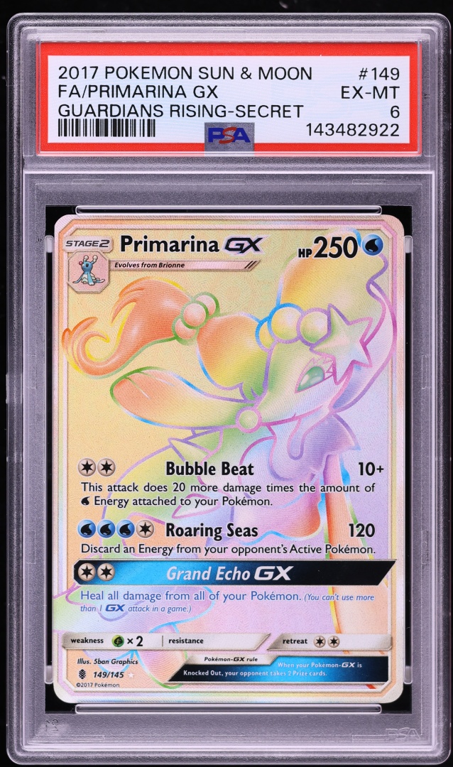 2017 Pokemon Sun & Moon Guardians Rising Rainbow Rare Primarina GX #149 PSA 6 EXMT