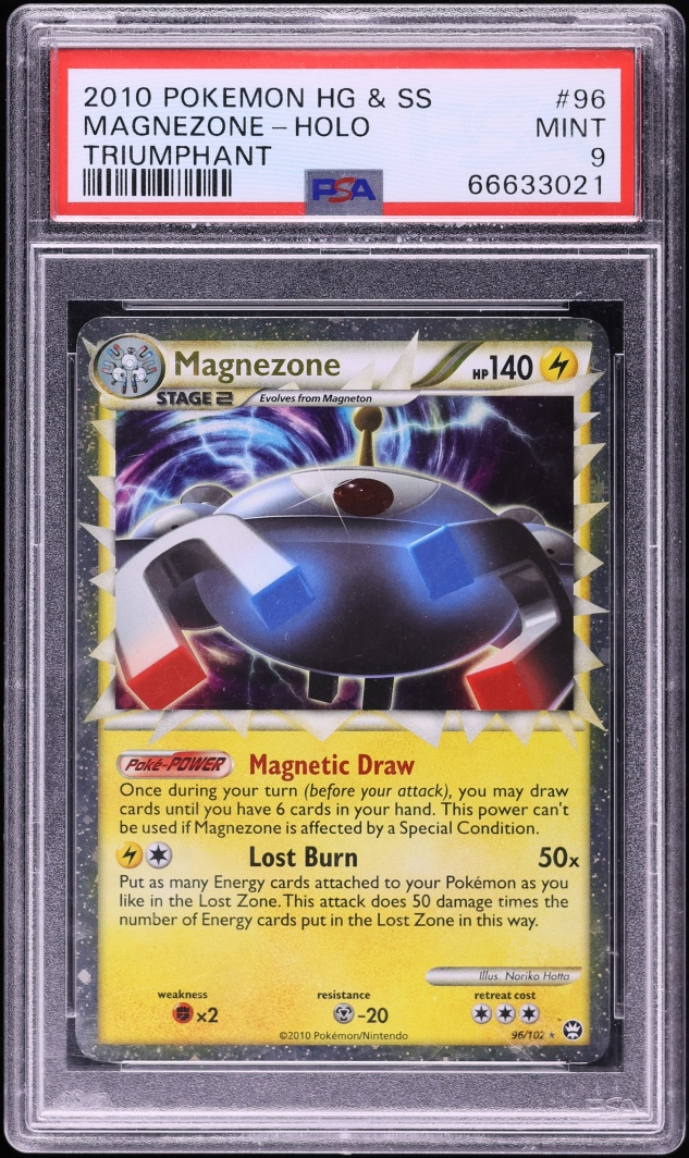 2010 Pokemon HeartGold & SoulSilver Triumphant Holo Magnezone #96 PSA 9 MINT