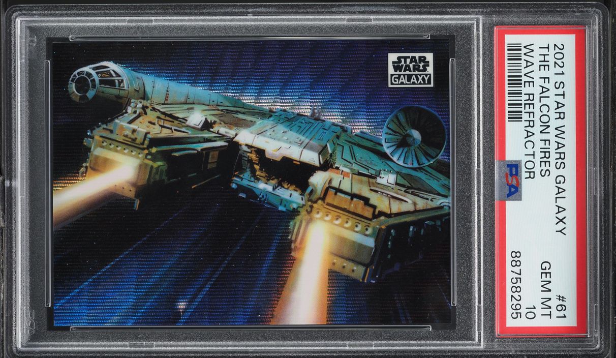 2021 Topps Chrome Star Wars Galaxy Wave Refractor The Falcon Fires /99 PSA 10