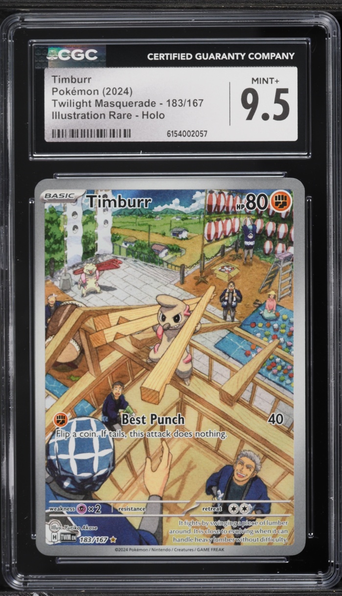2024 Pokemon Scarlet & Violet Twilight Masquerade IR Timburr #183 CGC 9.5 MINT+