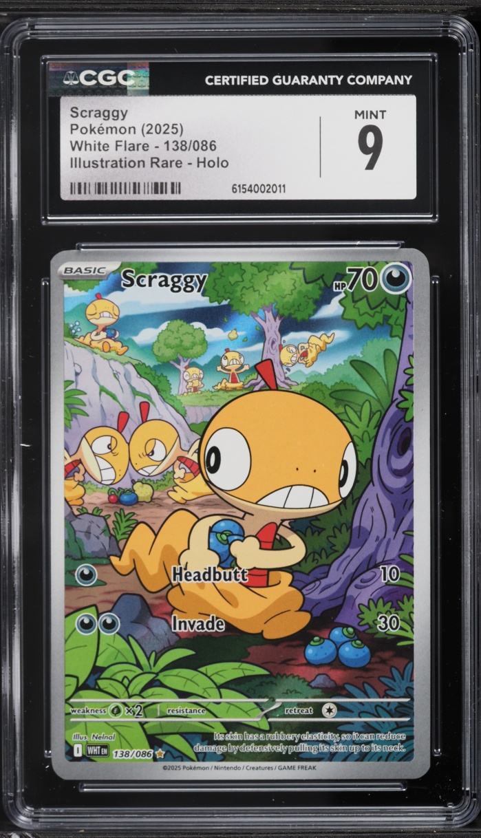 2025 Pokemon Scarlet & Violet White Flare IR Scraggy #138 CGC 9 MINT