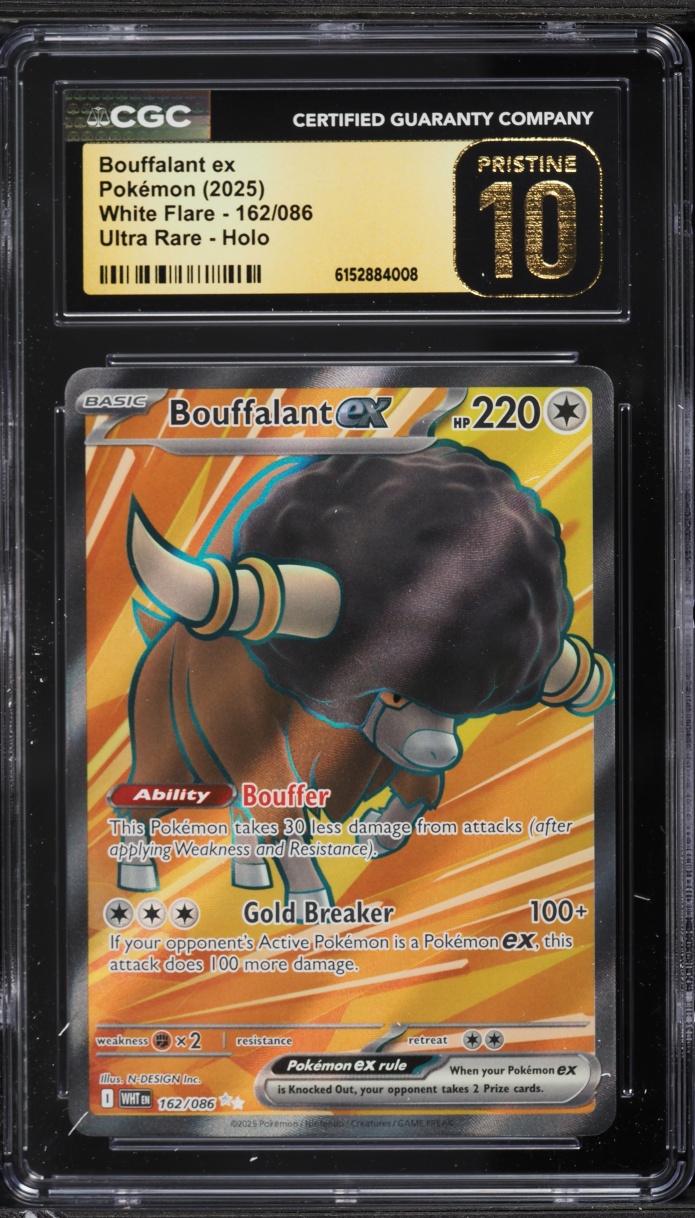 2025 Pokemon Scarlet & Violet White Flare Full Art Bouffalant ex #162 CGC 10 PRISTINE