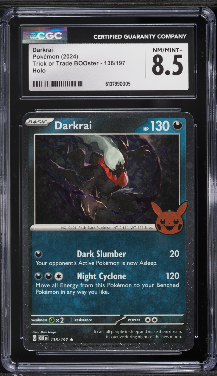 2024 Pokemon Scarlet & Violet Obsidian Flames Trick Or Trade Holo Darkrai #136 CGC 8.5 NM-MT+