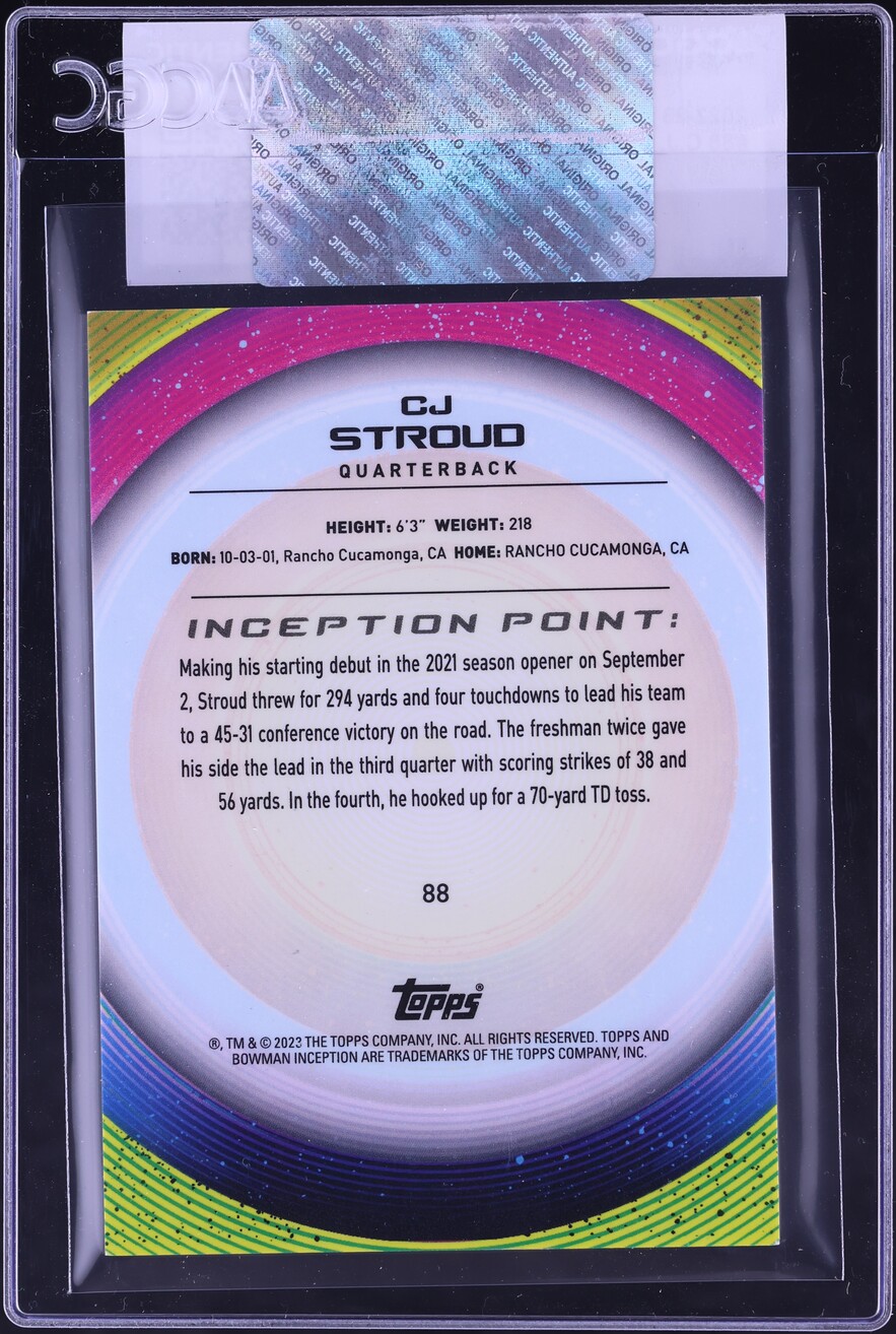 2022 Bowman University Inception C.J. Stroud ROOKIE #88 CGC AUTH