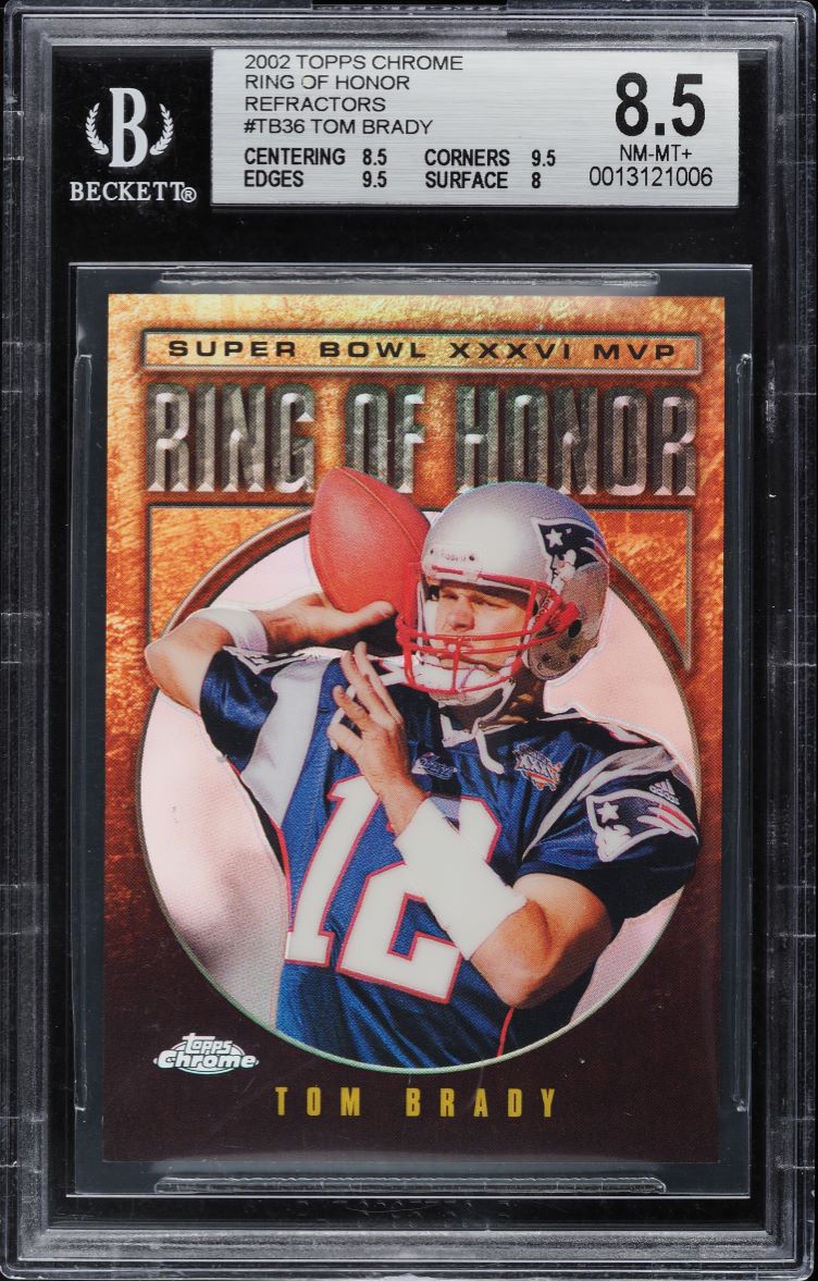 2002 Topps Chrome Ring Of Honor Refractor Tom Brady /100 #TB36 BGS 8.5 NM-MT+