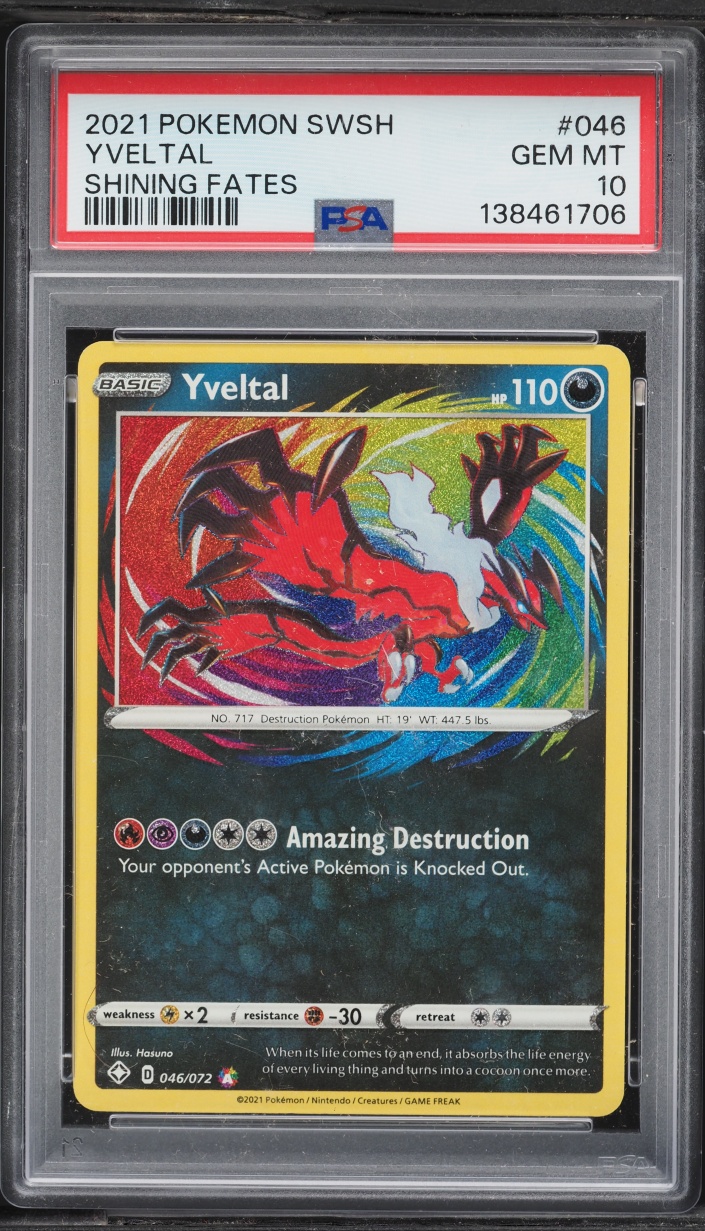 2021 Pokemon Sword & Shield Shining Fates Amazing Rare Yveltal #46 PSA 10 GEM MINT