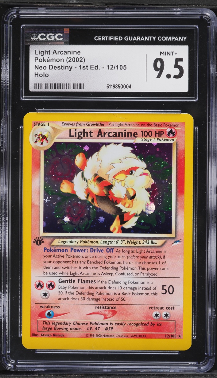 2002 Pokemon Neo Destiny 1st Edition Holo Light Arcanine #12 CGC 9.5 MINT+