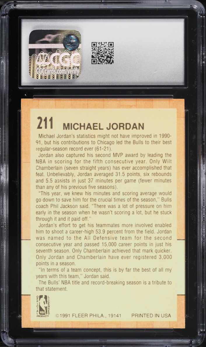 1991 Fleer Basketball All-Star Michael Jordan #211 CGC 8 NM-MT